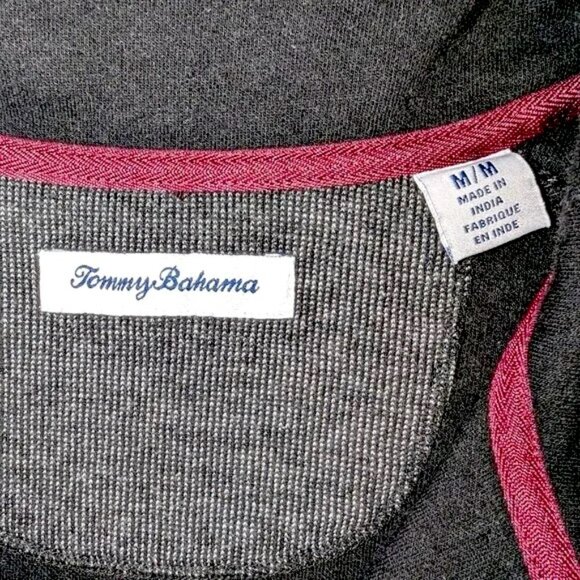 Tommy Bahama Men's | Cotton Quarter Zip Pullover Sweatshirt Black Gray | Medium - Picture 2 of 12